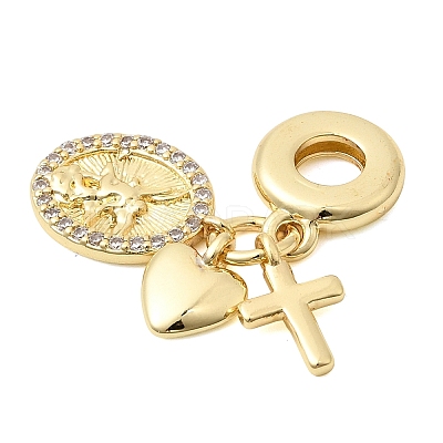 Brass Micro Pave Clear Cubic Zirconia European Dangle Charms X-KK-Z150-10G-1