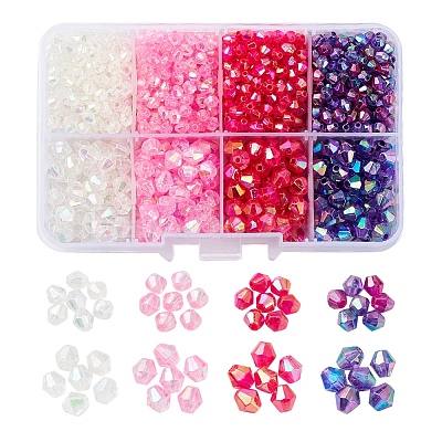 8 Style Bicone AB Color Plated Eco-Friendly Transparent Acrylic Beads TACR-YW0001-37A-1