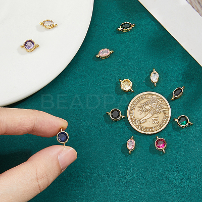 12Pcs 2 Styles Brass Micro Pave Cubic Zirconia Links Connectors KK-HS0015-22A-1