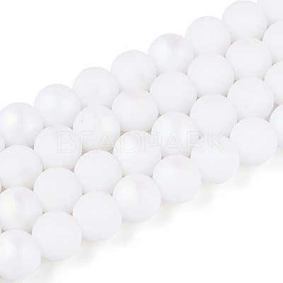 Frosted Opaque Glass Beads Strands LS-GLAA-T032-P8mm-MBB02-1