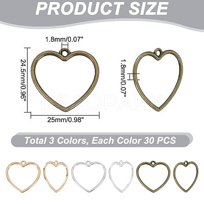 90Pcs 3 Colors Zinc Alloy Pendants FIND-GA0004-25-1