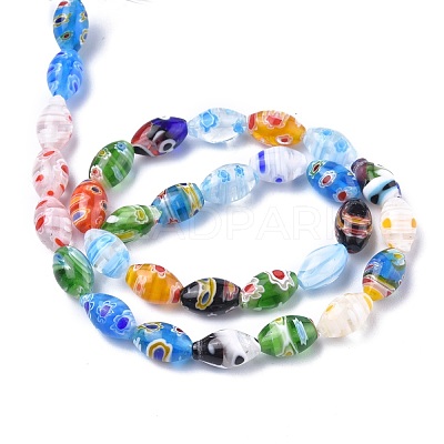 Oval Handmade Millefiori Glass Beads Strands LK-R004-37-1