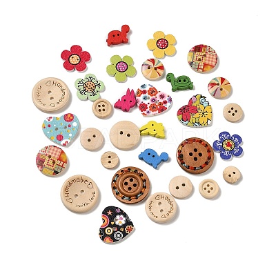 Printed Wooden Buttons DIY-XCP0002-72-1