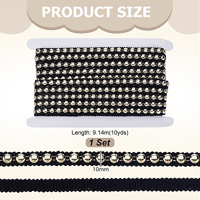 10 Yards Polyester with ABS Plastic Half Round Bead Lace Trim OCOR-GA0002-76A-1
