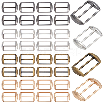 40Pcs 4 Colors Rectangle Alloy Slider Buckles DIY-BC0012-18-1