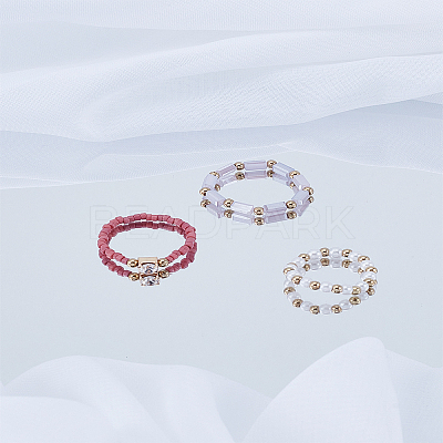 3Pcs Acrylic & Plastic Pearl Finger Rings Set RJEW-LP0003-59C-1