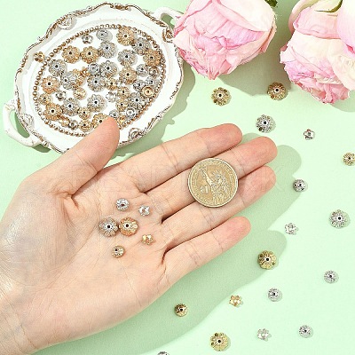 600Pcs 6 Styles CCB Plastic Bead Caps CCB-YW0001-78-1