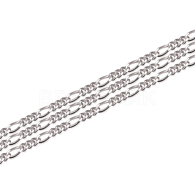 Anti-Tarnish Rhodium Plated 925 Sterling Silver Figaro Chain STER-WH0011-03P-1