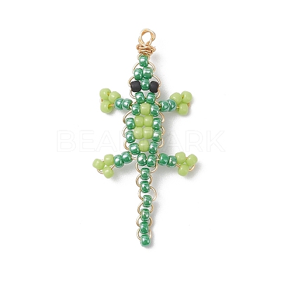 Glass Crocodile Pendants PALLOY-MZ00992-1