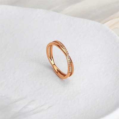 304 Stainless Steel Micro Pave Clear Cubic Zirconia Finger Rings for Women FS-WG1B662-01-1