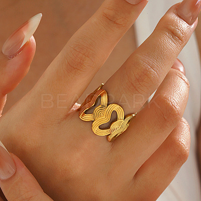 304 Stainless Steel Open Cuff Rings for Women WG62170-01-1