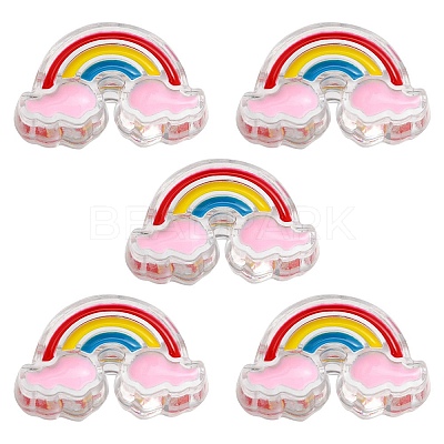 5Pcs Transparent Acrylic Enamel Beads OACR-YW0001-31A-1