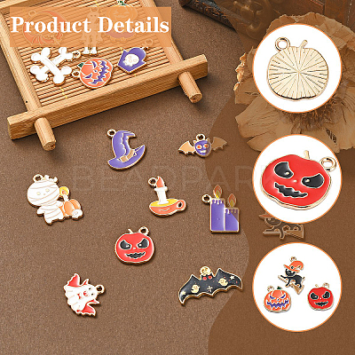 15Pcs 15 Styles Alloy Enamel Pendants ENAM-YW0004-38-1