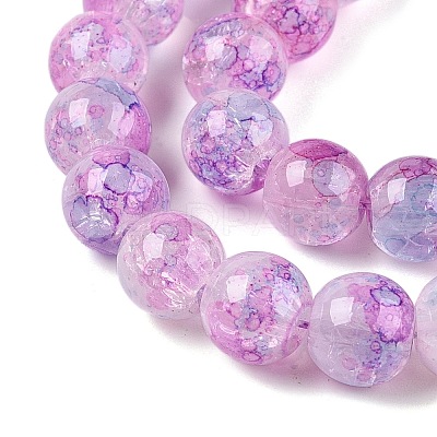 Baking Paint Crackle Glass Bead Strands DGLA-R053-03J-1-1