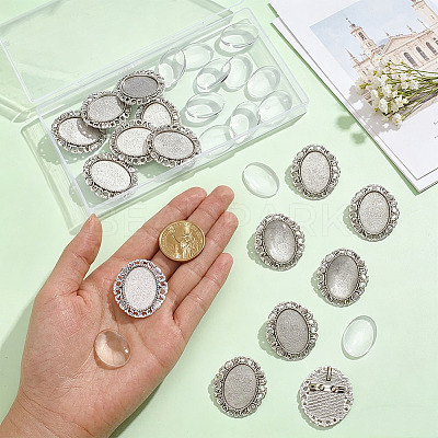 15Pcs Vintage Oval Alloy Brooch Cabochon Bezel Settings FIND-UN0010-62-1