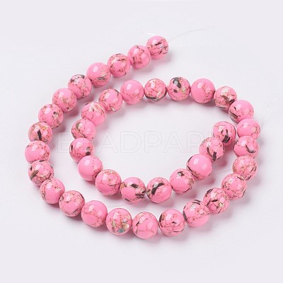 Sea Shell and Synthetic Turquoise Assembled Beads Strands G-G758-01-8mm-1