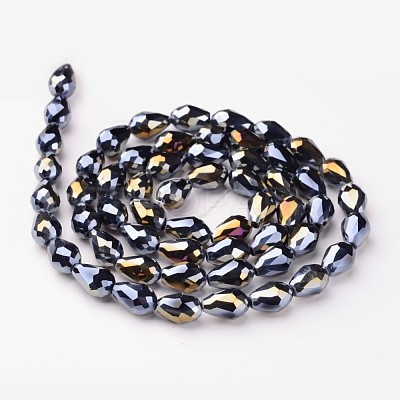 Electroplate Glass Beads Strands EGLA-D015-12x8mm-14-1