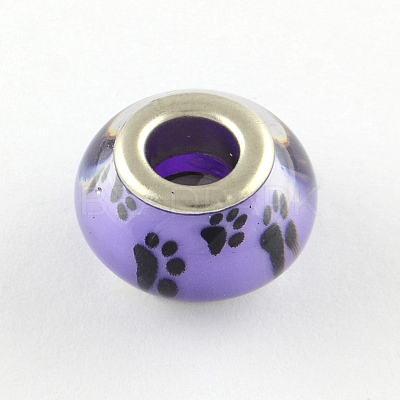 Large Hole Dog Paw Prints Pattern Resin European Beads OPDL-Q129-225A-1