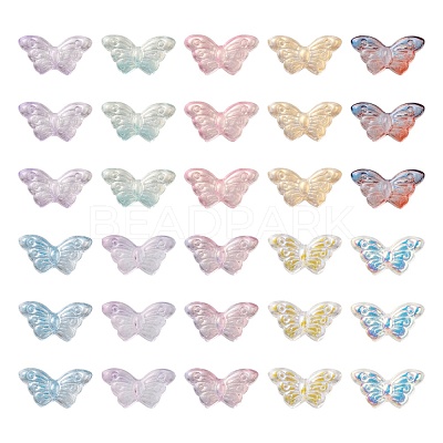 80Pcs 10 Style AB Color Plated & Spray Painted & Transparent Glass Beads GLAA-FS0001-16-1