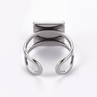 Non-Tarnish 201 Stainless Steel Cuff Pad Ring Settings X-STAS-S080-041A-P-1