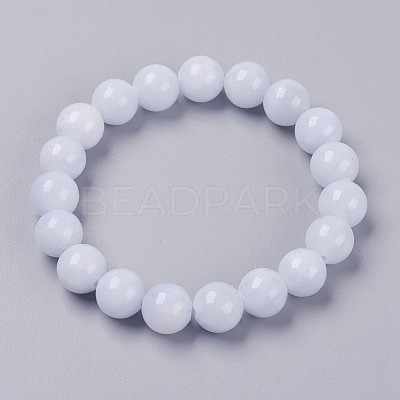 Natural Yellow Jade Beaded Stretch Bracelet BJEW-P209-28-6mm-1
