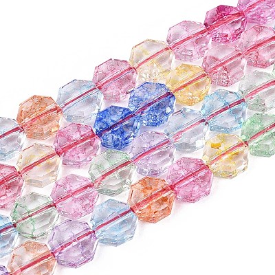 Transparent Crackle Glass Beads Strands GLAA-Q108-03A-M-1