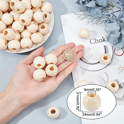 50PCS Wooden Beads WOOD-OC0001-86-1