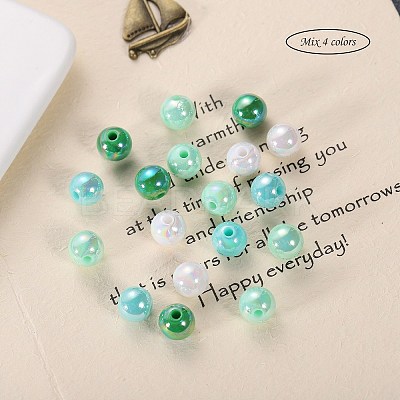 400Pcs 4 Colors Opaque Acrylic Beads MACR-SZ0001-79B-1