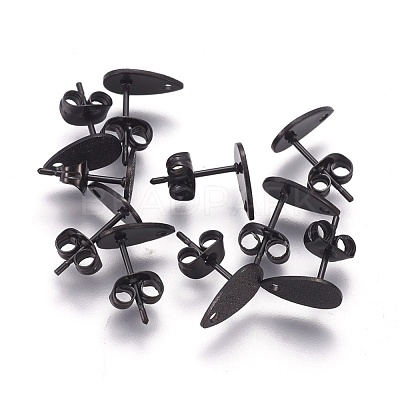 304 Stainless Steel Stud Earring Findings Ion Plating(IP) STAS-O119-12B-B-1