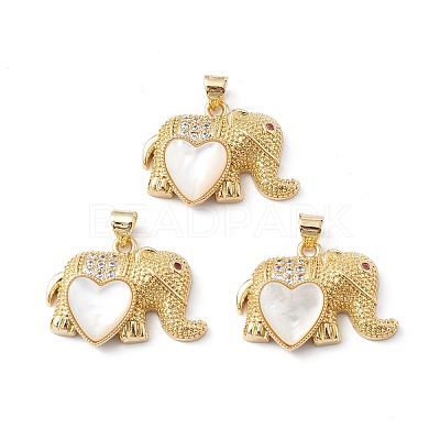 Rack Plating Brass Micro Pave Cubic Zirconia Pendants KK-E003-22G-1