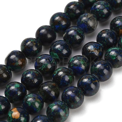 Natural Azurite Beads Strands G-Z110-C05-6mm-1