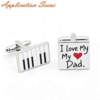 Rectangle 201 Stainless Steel Swank Cuff Links SA-CBAE2BD-01G-B-1