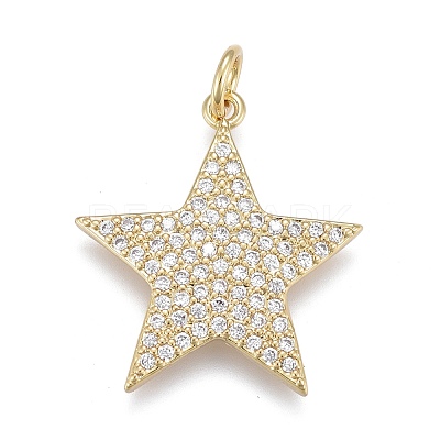 Brass Micro Pave Clear Cubic Zirconia Pendants ZIRC-M108-28-1
