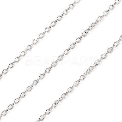 Anti-Tarnish Rhodium Plated 925 Sterling Silver Cable Chains STER-E072-02P-01-1
