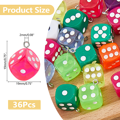 36Pcs Epoxy Resin Pendants FIND-DC0006-46-1