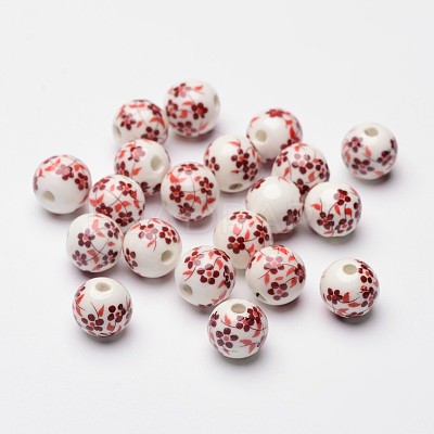 Handmade Printed Porcelain Beads X-CF188Y-1