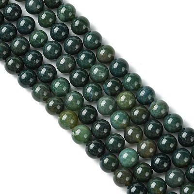 Natural Moss Agate Beads Strands X-GSR10mmC001-1