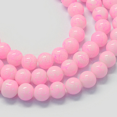 Baking Paint Glass Round Bead Strands X-DGLA-Q019-8mm-43-1