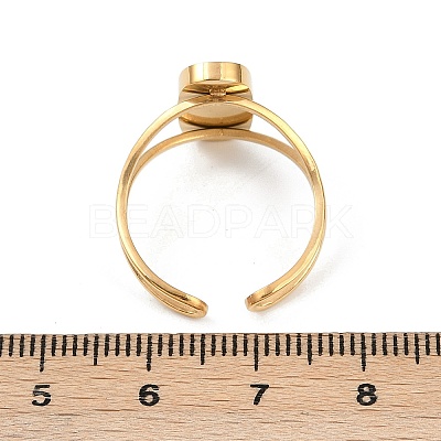 Real 18K Gold Plated 304 Stainless Steel Cuff Ring Components X-STAS-A191-12D-G-1