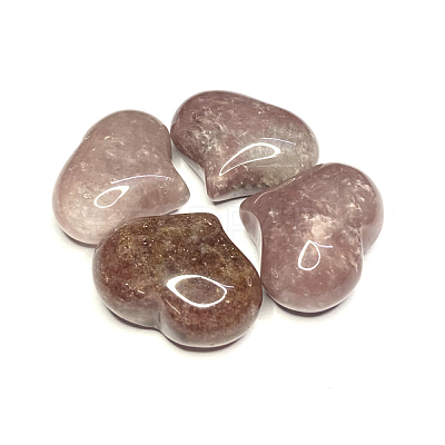 Natural Strawberry Quartz Heart Palm Stone G-F659-A07-1