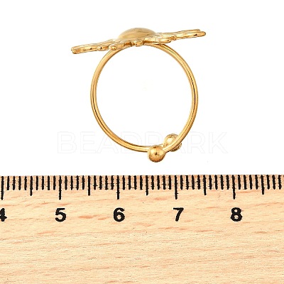 Flower 304 Stainless Steel Adjustable Cuff Rings for Women RJEW-M103-04A-G-1
