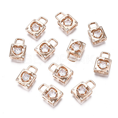 Brass Micro Pave Clear Cubic Zirconia Charms KK-S359-095-RS-1