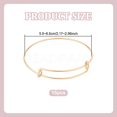 15Pcs Stainless Steel Adjustable Bangle Making BJEW-UN0001-64G-1