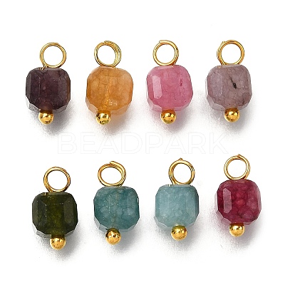 Natural Colorful Tourmaline Faceted Table Cut Cube Charms PALLOY-JF04367-01-1