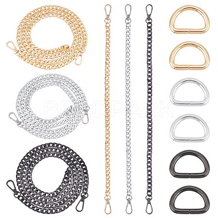   6Pcs 6 Style Aluminum Curb Chain Bag Straps DIY-PH0013-21-1