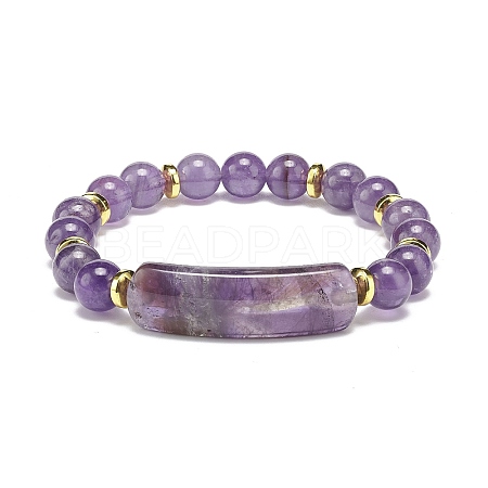 Natural Amethyst Rectangle Beaded Stretch Bracelet BJEW-JB08982-05-1