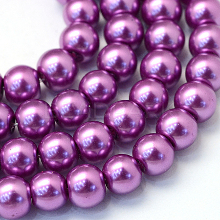 Baking Painted Pearlized Glass Pearl Round Bead Strands X-HY-Q003-4mm-16-1