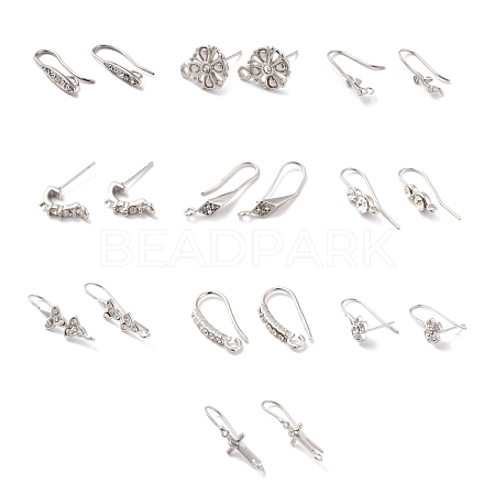 Rack Plating Brass Cubic Zirconia Earring Findings KK-B057-03-1