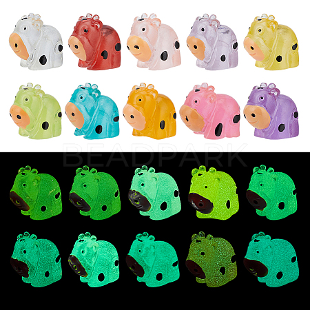 60Pcs 10 Colors Luminous Resin Dairy Cattle Display Decorations DJEW-MA0001-05-1
