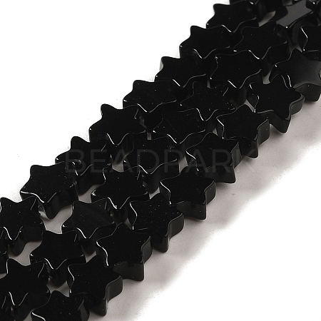 Natural Black Onyx(Dyed & Heated) Beads Strands G-G085-B44-02-1